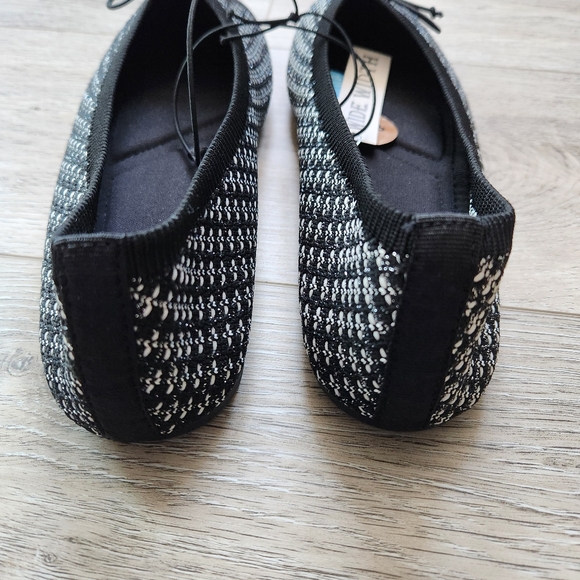 Seychelles Black White Tweed Knit Ballet Flats Womens 8 Wide Memory Foam Shoes - Picture 7 of 11